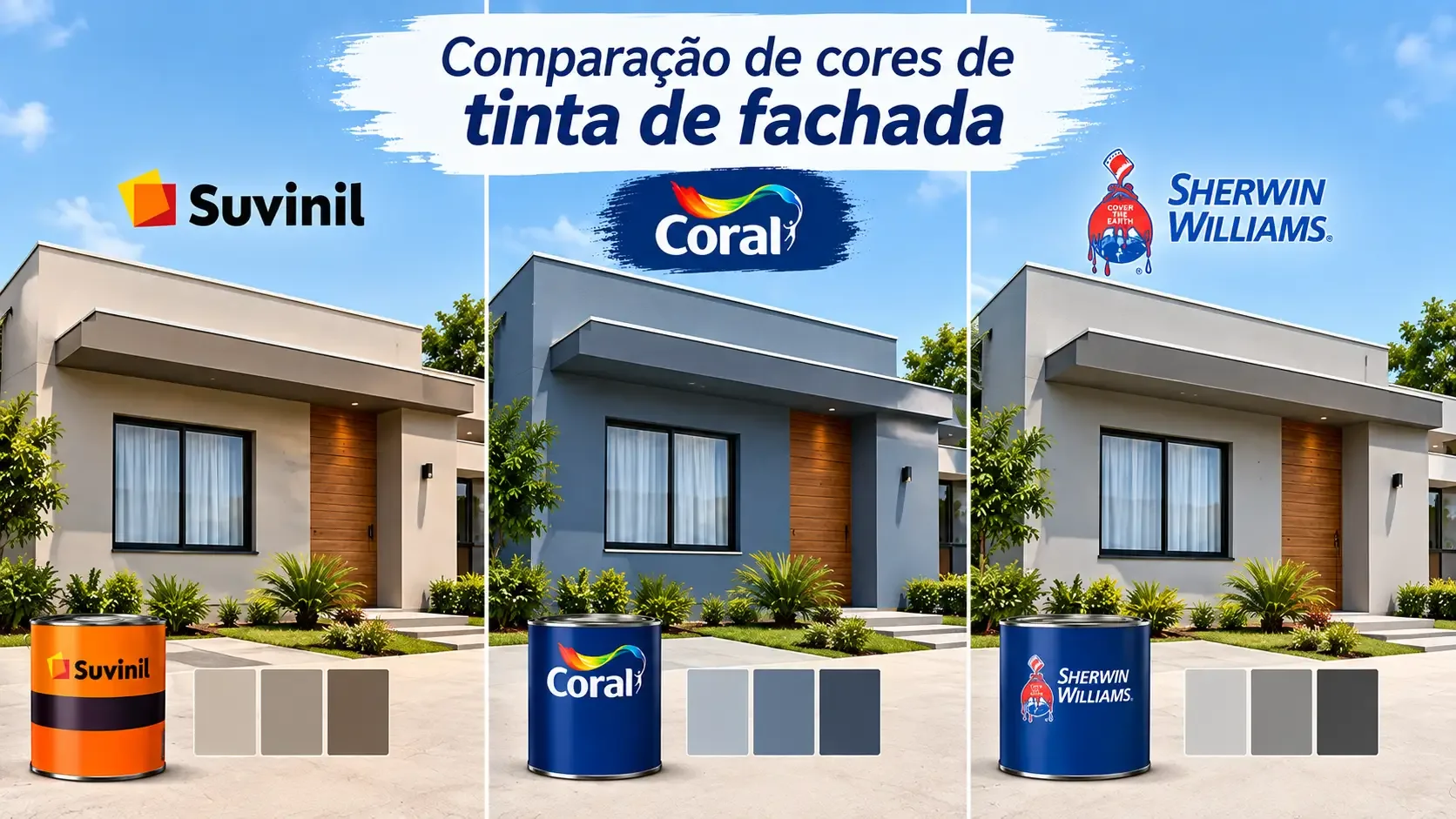 Comparação de cores de tinta de fachada